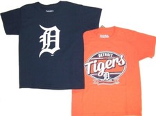 MLB Detroit Tigers Boys 2 Pc T-Shirt Set NWT Size  Med or  XL  Navy and Orange
