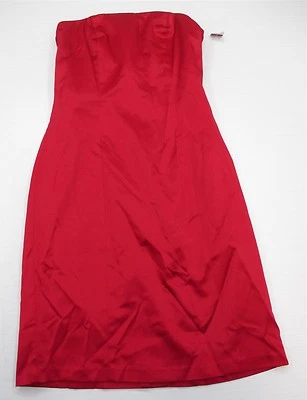 Nuevo vestido rojo corsé sedoso sin tirantes talla 2 MERONA para mujer línea A Foto 1 de 4