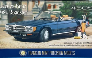 FRANKLIN MINT 1973 Mercedes-Benz 450SL Roadster Dark Blue 1:24 NEW RARE NICE! - Picture 1 of 19