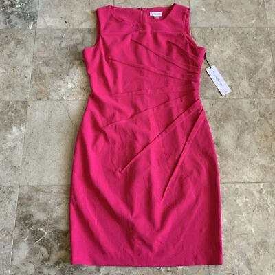 Calvin Klein Sleeveless Sheath Dress in Pink Starburst Sz 12 Career Barbie Core - Image 1 of 4