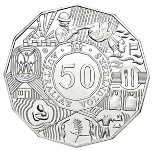 Australia 2003: Moneda 50c Voluntarios de Australia. Sin circular. - Imagen 1 de 2