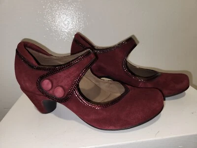 Earthies Lucca Mary Jane Tacones Azul Gamuza Cuero Retro Mujer Talla 7 Foto 1 de 4