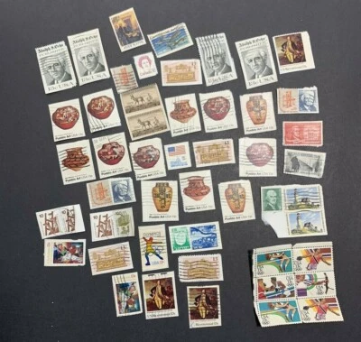 ~ 50+ Vintage USPS Postage Postal Stamps  - Image 1 of 4