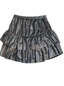 Cheryl Creations Kids silver metallic reptile tiered ruffle mini skirt L(14) - Picture 1 of 2