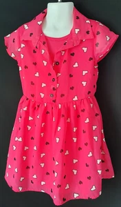 MÄDCHEN GR. 4 5 ** SHIRTKLEID ROSA HERZEN, FLIESSENDES SOMMERKLEID KLEIDUNG ** NEU - Bild 1 von 2