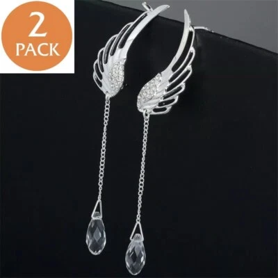 2x Elegantes Pendientes Joyería Plata de Ley 925 Cristal Alas de Ángel Mujer Tachuela Foto 1 de 4