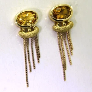 Bonitos pendientes cuentagotas con borla de oro amarillo de 9 quilates de citrino - Imagen 1 de 8