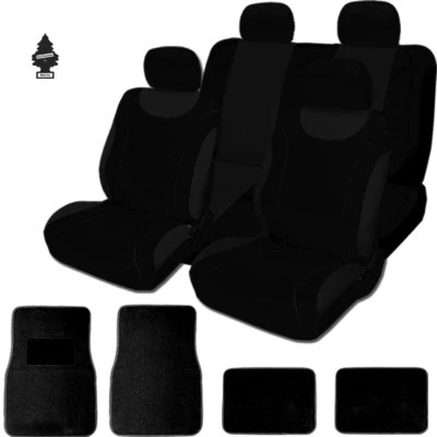 Nuevo juego completo de fundas de asiento de auto camioneta de tela negra suave con alfombrillas para Hyundai Foto 1 de 4