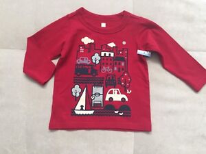 Baby Tea Collection Boys Shirt Size 6-12 Month Red  Car City Boat