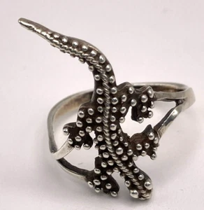 Sterling Silber kleine Gecko Eidechse körnige Punkte Ringgröße 5 1/2 - Bild 1 von 5
