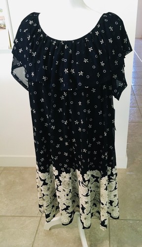 VETEMENTS Abito Siren Lily donna taglie forti 2X blu navy con decoro manica corta nuovo con etichetta