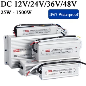 IP67 Waterproof LED Driver Power Supply Transformer DC 12V/24V/36V/48V 25W-1500W - Picture 1 of 78