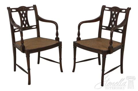 58688EC: Pair MAITLAND SMITH Cane Seat Regency Style Armchairs Cover