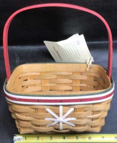 LONGABERGER 2009 HOLIDAY HELPER TREATS BASKET 7x5-1/2 with Handle 7x5 NEW Cover