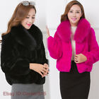 Womens 100% Real Fox fur Collar Rabbit Fur Short Coat Winter Warm Jacket Outwear
