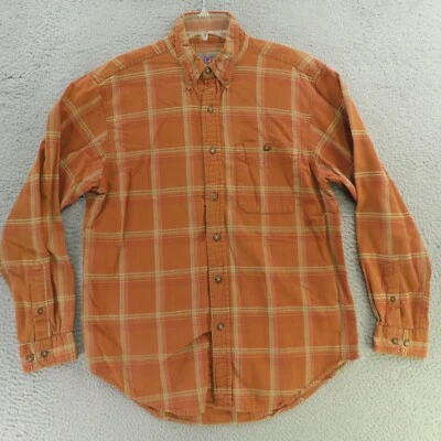 Camisa masculina Territory Ahead marrom média xadrez botão para cima manga longa - Imagem 1 de 4