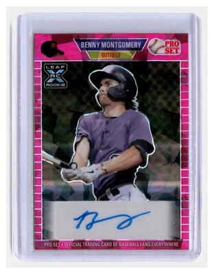 2021 Leaf Pro Set Metal Baseball Pink Crystal RC Auto Benny Montgomery /10 - Image 1 of 2