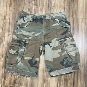 American Eagle Shorts Men 30 Camo Cargo Pockets Longer Length Distressed STAINED - Picture 1 of 13