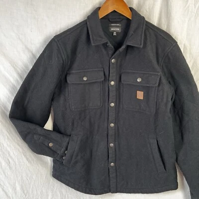 Brixton Cass Quilted Shacket Mens Medium Black Fleece Shirt Jacket Snap Down Top - Image 1 of 4