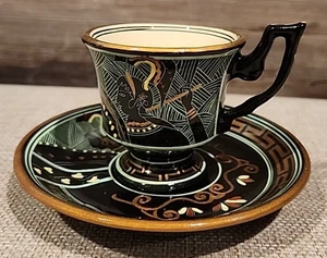 Greek cup & saucer set Lekythos 60 BC Louvre handmade Vassilopoulos - Picture 1 of 8