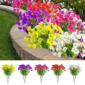 2-10 Bundles Artificial Flower Outdoor indoor UV Resistant Fake Flowers Plant US - Picture 1 of 21