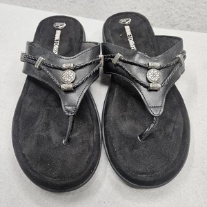 Sandali infradito Minnetonka Silverbay donna 11M pelle nera comodi usati in ottime condizioni - Foto 1 di 11