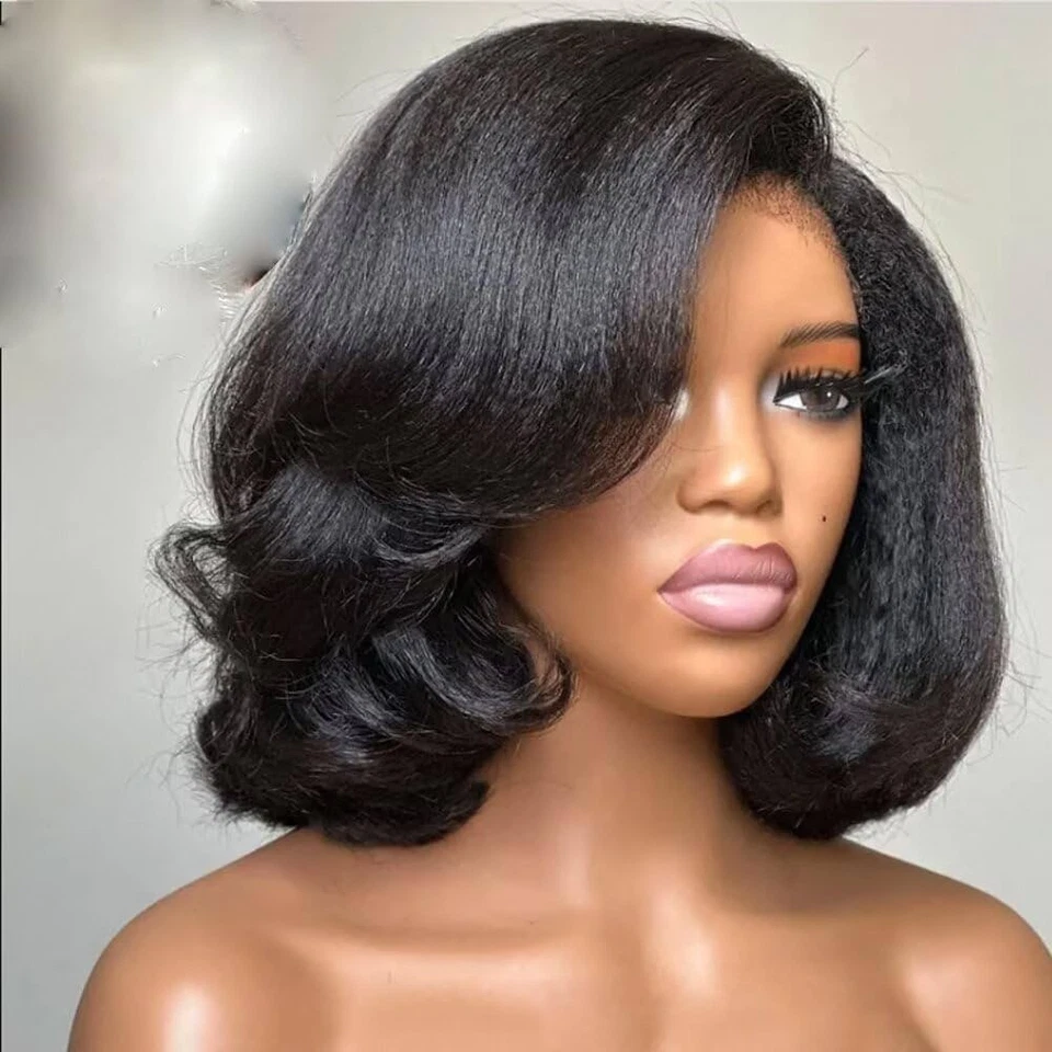 Peluca Bob de encaje invisible Ilikehair rizada con bordes rizados 4C 13X4 HD Foto 1 de 4