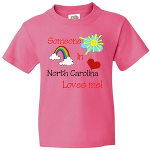 Inktastic Someone In North Carolina Loves Me! Youth T-Shirt Love Rainbow Heart - Picture 1 of 3