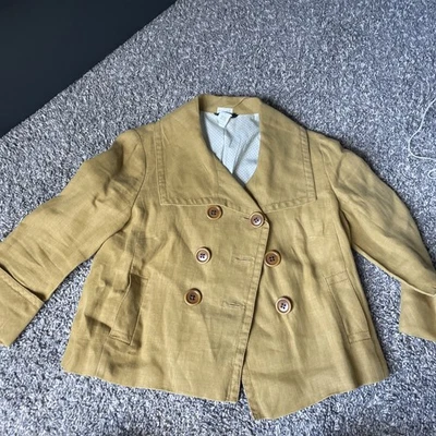 J.CREW Mujer Talla 4 Tostado Color Profundo Recortado Campana Mangas Lino Foto 1 de 4