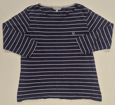 Crew Clothing Women's 3/4 Sleeved Top Size 14 Striped - Image 1 of 4