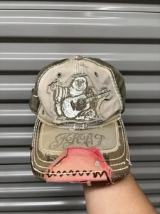 True Religion Hat Cap Buddha Distressed Trucker Strapback Adjustable Vintage Y2K - Picture 1 of 8