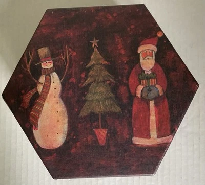 1 Small  Boxe, Nesting Box?  Primitive Christmas Hexagon Shape - Image 1 of 4