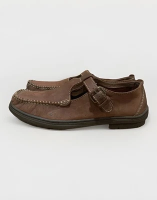 Women's Hush Puppies Moccasin Size 11M Brown T Strap Buckle Leather 54201 - Image 1 of 4