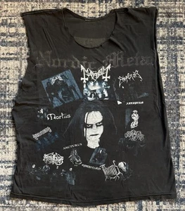 Vintage 90s Nordic Metal Tribute To Euronymous AOP T Shirt XL Black Metal Mayhem - Picture 1 of 8