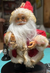 VTG Santa Claus Figurine Lantern Red & White Faux Fur Coat 7" Tall Collectable - Picture 1 of 2