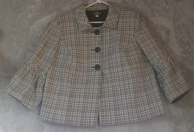 Blazer feminino Giorgio Sant' Angelo jaqueta manga alargada 16 xadrez cropped - Imagem 1 de 4