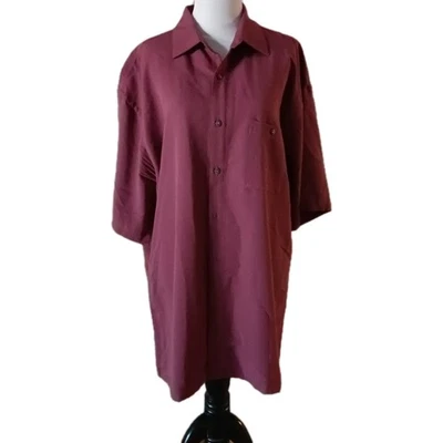 Maroon Campia Moda Short Sleeve Button Up Size L Wedding Summer Vacation Cruise - Image 1 of 4