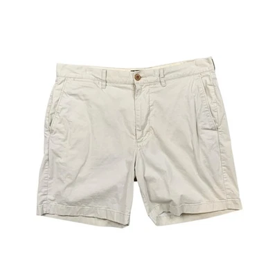 J Crew 短裤男式 34 象牙色棉混纺 7 英寸弹力斜纹布平底休闲 — 第 1/4 张图片