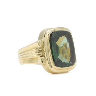 Ring Herrenring mit Turmalin tourmaline in 14 Kt. 585 Gelbgold Gr. 63 - Bild 1 von 4