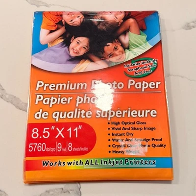 Papel fotográfico premium de 8,5"" x 11"" 32 hojas en total para impresoras de inyección de tinta Foto 1 de 2