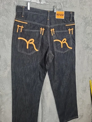 Refuse Denim Pants Embroidered Back Pockets Size 34 - Image 1 of 4