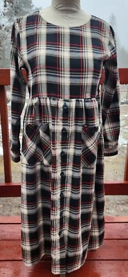 Vestido Erika Classics a Cuadros Atado Trasero Años 90 Midi Bolsillos Sin Etiqueta Fotos Talla M a L? Foto 1 de 4