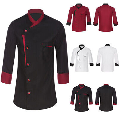 Mens Womens Chef Jacket Unisex Restaurant Kitchen Contrast Color Cooks Uniform • 17.19$