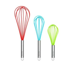 3 Pack Stainless Steel and Silicone Non-Stick Coating Hand Milk Egg Beater - Picture 1 of 9