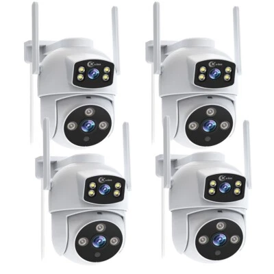 4Pack 8MP WiFi Cameras Wireless Security Camera System 360° Auto Track Dual Lens - Image 1 of 4