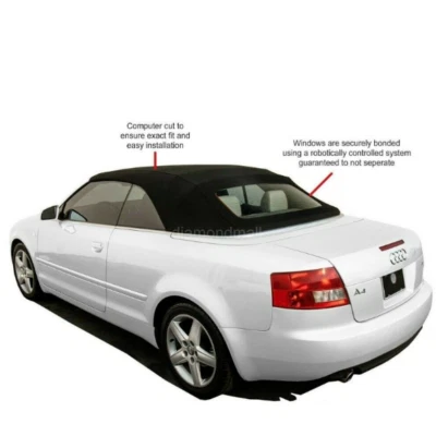 Fits Audi A4/S4 - Convertible Top With Heated Glass window Black Twill Canvas - Image 1 of 3