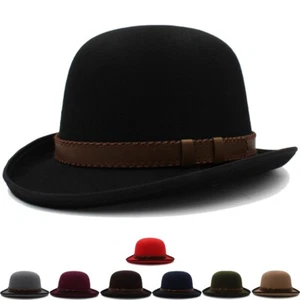 Klassische Bowler Hüte Retro Fedora Sonnenhut Jazz Derby Kappen für Herren Damen 7 1/8-7 3/8 - Bild 1 von 27