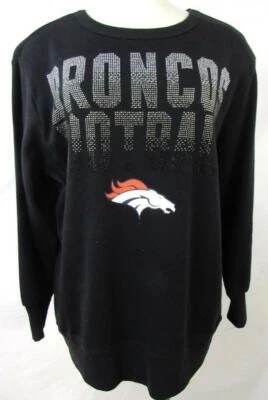 Denver Broncos Womens Small Screened Crew Sweatshirt with Rhinestones ADEB 81 - Image 1 of 4