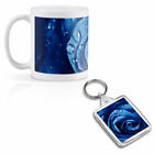Mug & Square Keyring Set - Blue Rose Water Droplets  #44388