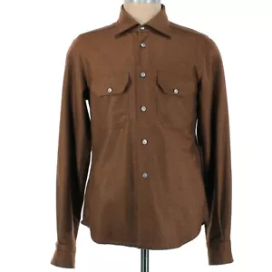 Kiton NWOT 100% Cashmere Button Down Overshirt Size M Brown/Rust Orange Melange - Picture 1 of 9